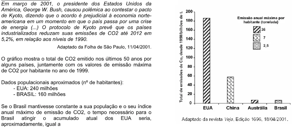 Trecho original com figura, tabela ou fórmula da questão 48 do ENEM 2002 - Caderno Amarelo.