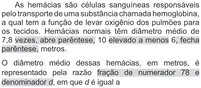 Trecho original com figura, tabela ou fórmula da questão 155 do ENEM 2022 - 2º Dia – Caderno 11 – Laranja (braile e ledor) – Reaplicação/PPL.