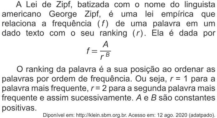 Trecho original com figura, tabela ou fórmula da questão 149 do ENEM 2020 - 2º Dia - Caderno 7 – Azul – Aplicação Regular.