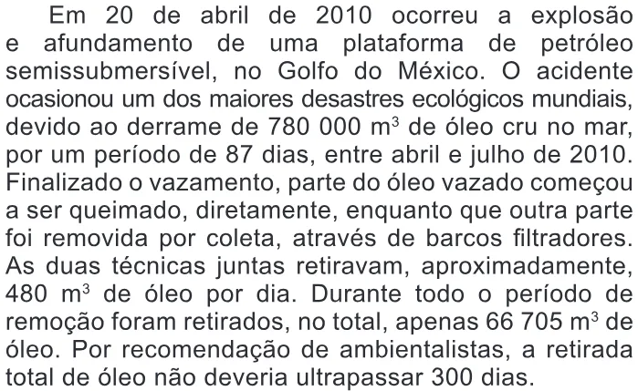 Trecho original com figura, tabela ou fórmula da questão 154 do ENEM 2016 - 2º Dia - Caderno 14 - Cinza – Reaplicação/PPL.