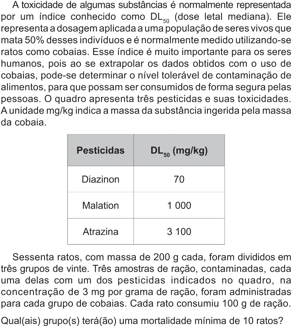 Trecho original com figura, tabela ou fórmula da questão 106 do ENEM 2017 - 2º Dia - Caderno 5 – Amarelo (Superampliada) – Aplicação regular.