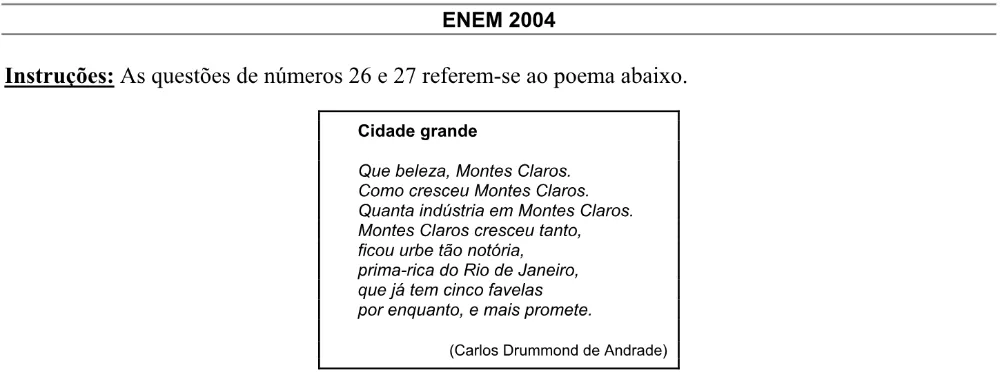 Alternativa E da questão 25 do ENEM 2004 - Caderno Amarelo.