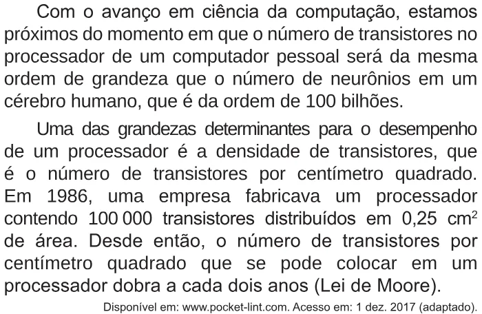 Trecho original com figura, tabela ou fórmula da questão 171 do ENEM 2018 - 2º Dia - Caderno 5 - Amarelo – Aplicação regular.