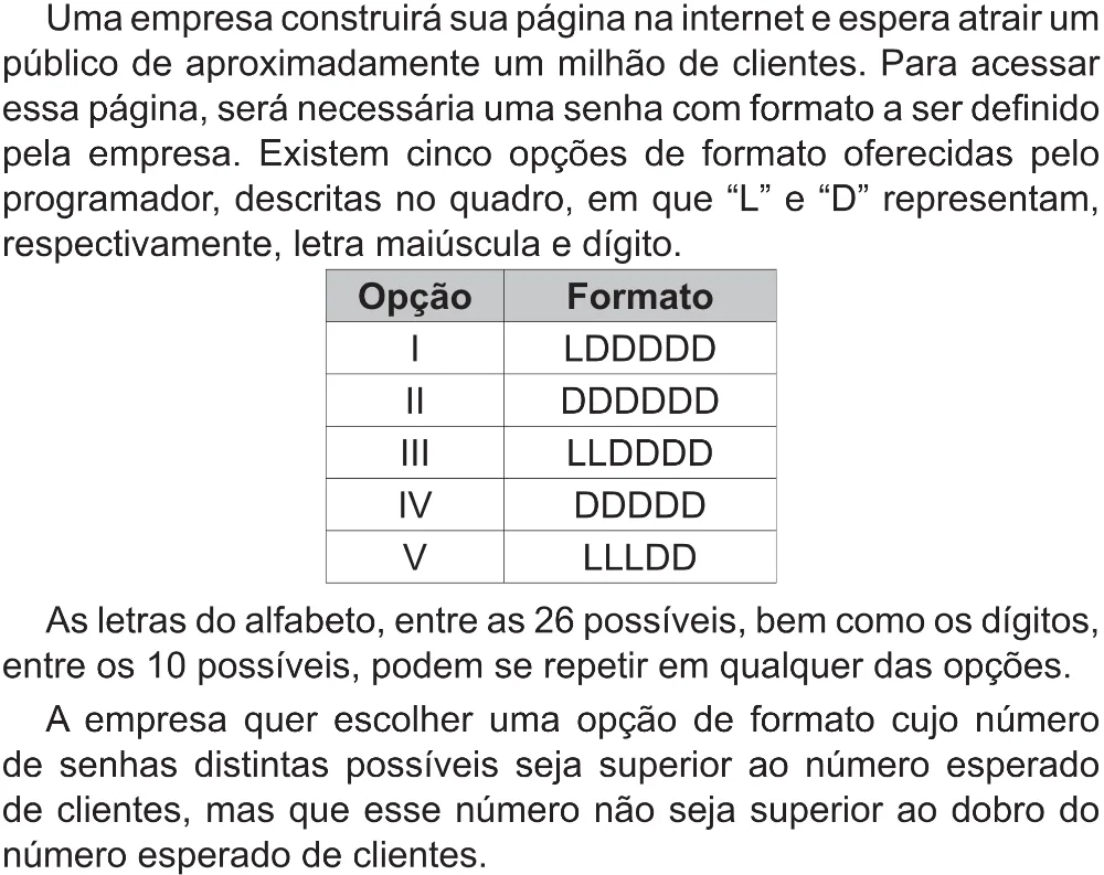 Trecho original com figura, tabela ou fórmula da questão 140 do ENEM 2017 - 2º Dia - Caderno 5 – Amarelo (Superampliada) – Aplicação regular.
