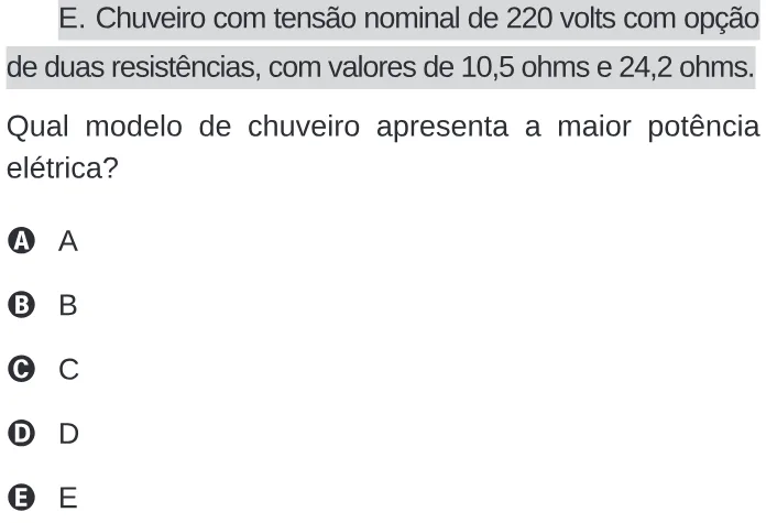 Alternativa E da questão 120 do ENEM 2020 - 2º Dia – Caderno 11 – Laranja (braile e ledor) – Reaplicação/PPL.