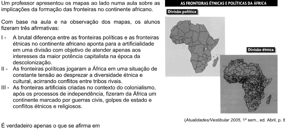 Trecho original com figura, tabela ou fórmula da questão 5 do ENEM 2005 - Caderno Amarelo.
