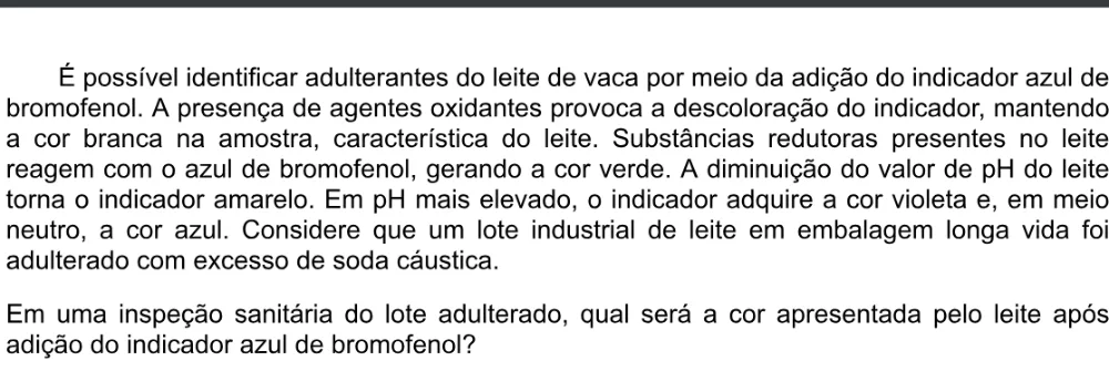 Trecho original com figura, tabela ou fórmula da questão 123 do ENEM 2020 - 2º Dia - Caderno 5 – Amarelo – Aplicação digital.