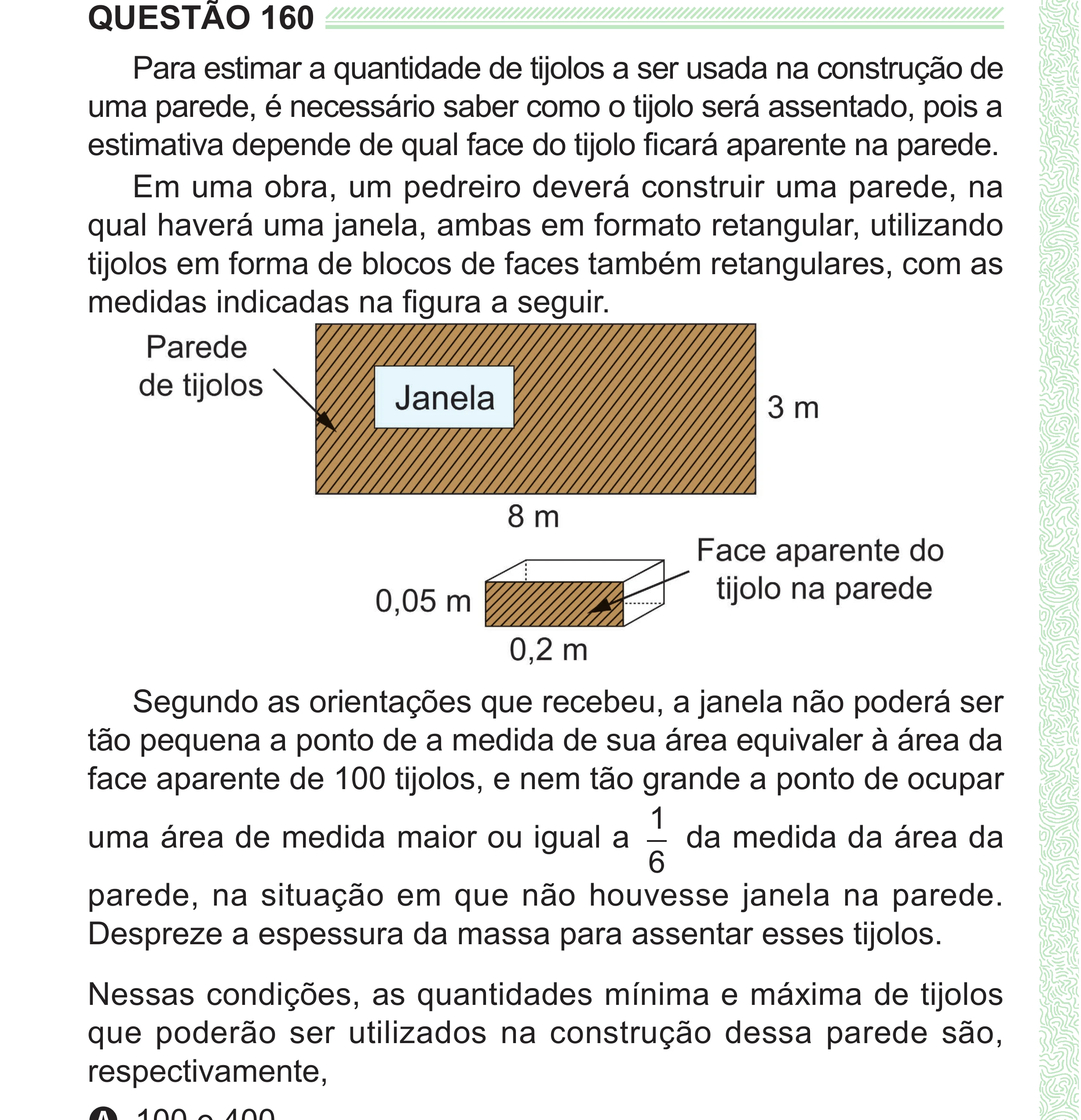 Enunciado original completo da questão 160 do ENEM 2024 - 2º Dia – Caderno 8 – Verde (Superampliada) – Reaplicação/PPL, página 74.