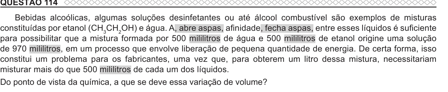 Enunciado original completo da questão 114 do ENEM 2022 - 2º Dia – Caderno 11 – Laranja (braile e ledor) – Reaplicação/PPL, página 10.
