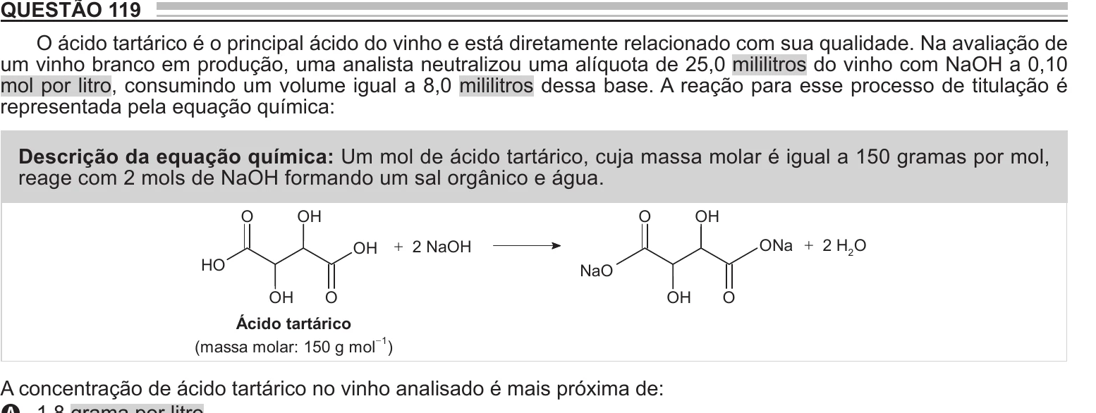 Enunciado original completo da questão 119 do ENEM 2022 - 2º Dia – Caderno 11 – Laranja (braile e ledor) – Aplicação Regular, página 12.