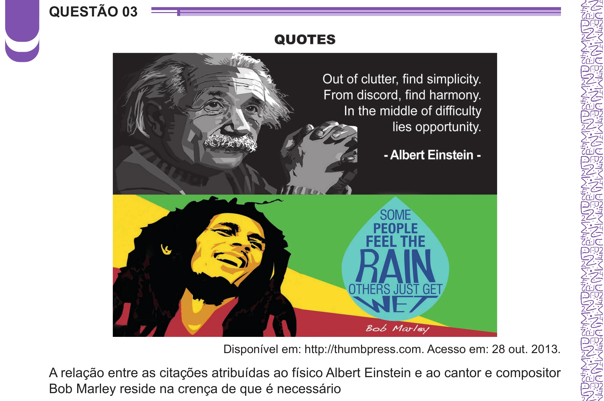 Enunciado original completo da questão 3 (inglês) do ENEM 2024 - 1º Dia – Caderno 10 – Roxo (Libras) – Aplicação Regular - (Ampliada), página 4.