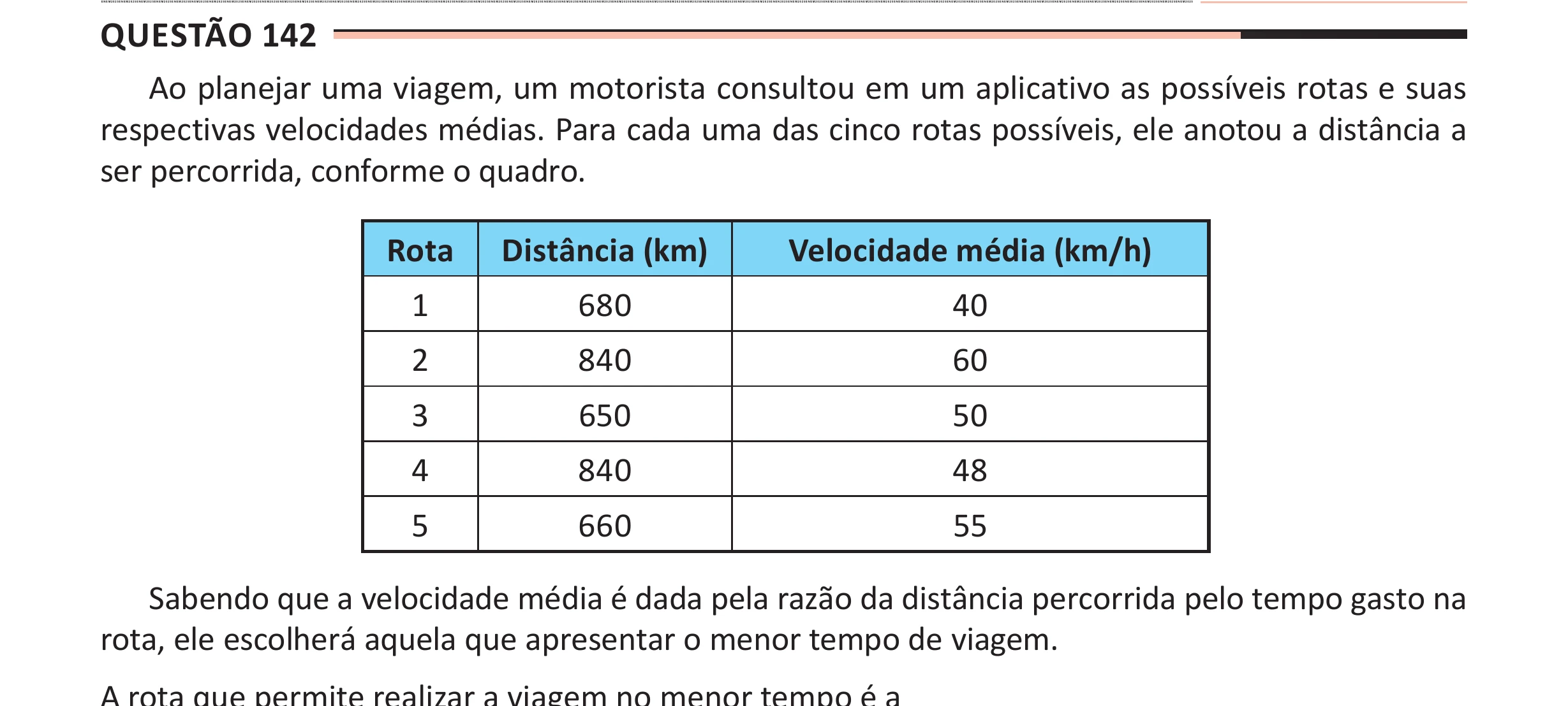 Enunciado original completo da questão 142 do ENEM 2025 - 2º Dia – Caderno 11 – Laranja (Braile e ledor) – Aplicação Regular - (Ampliada), página 36.