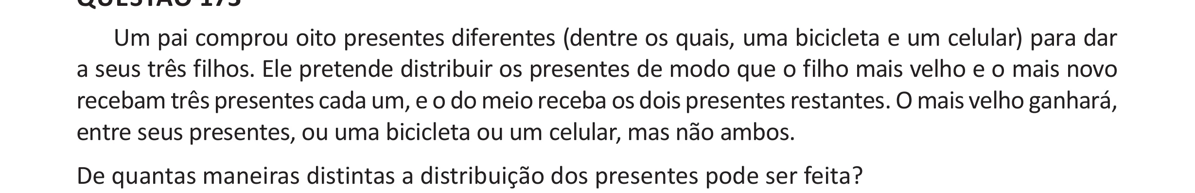 Enunciado original completo da questão 173 do ENEM 2025 - 2º Dia – Caderno 11 – Laranja (Braile e ledor) – Aplicação Regular - (Ampliada), página 58.