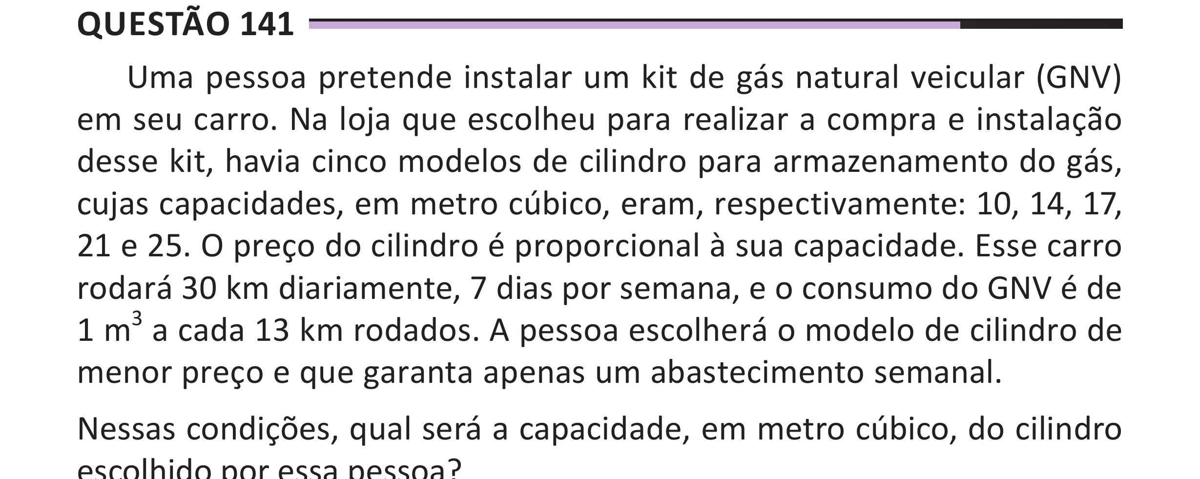 Enunciado original completo da questão 141 do ENEM 2025 - 2º Dia – Caderno 12 – Roxo (Libras) – Aplicação Regular - (Superampliada), página 54.