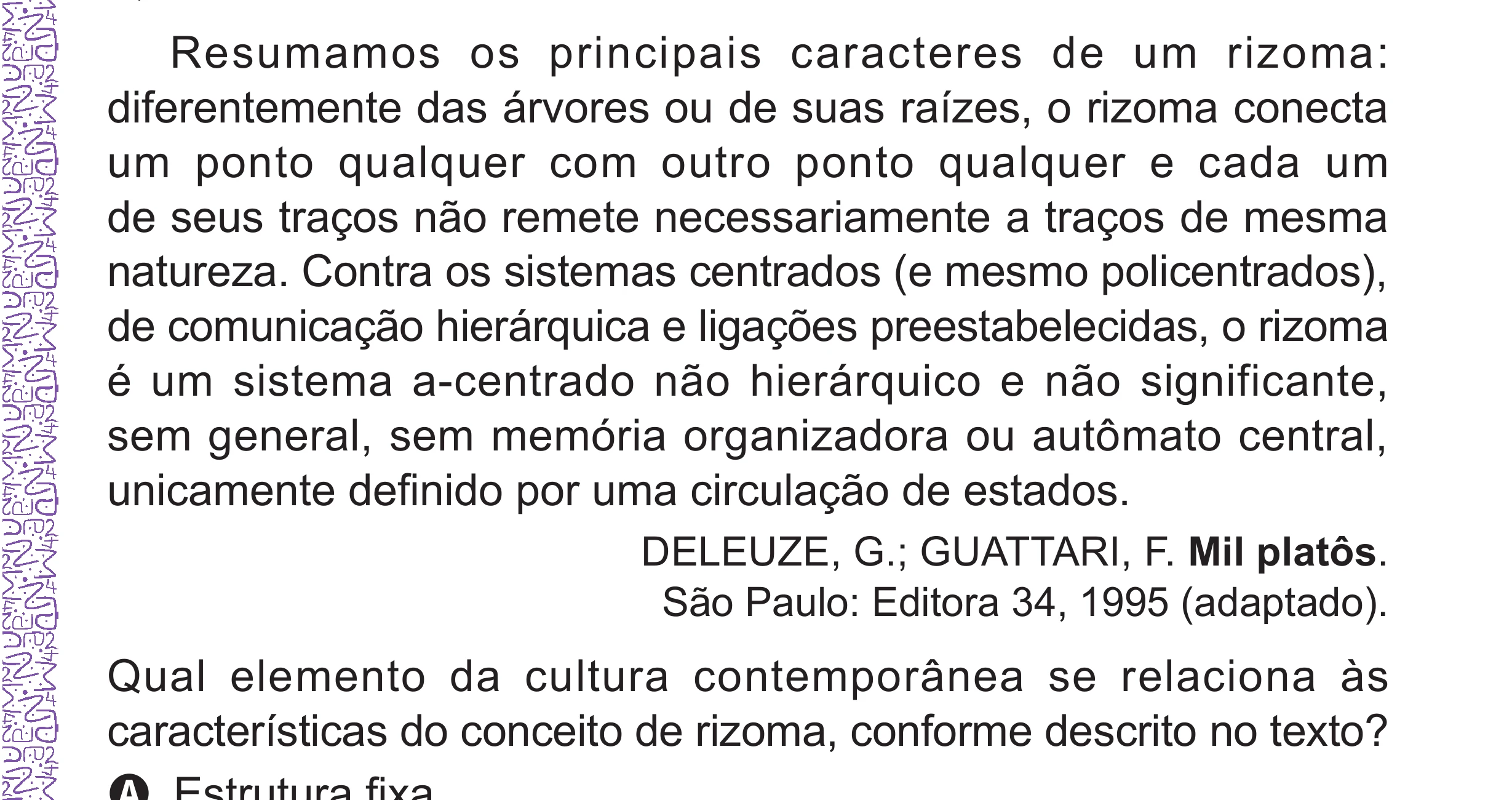 Enunciado original completo da questão 57 do ENEM 2024 - 1º Dia – Caderno 10 – Roxo (Libras) – Aplicação Regular - (Superampliada), página 69.