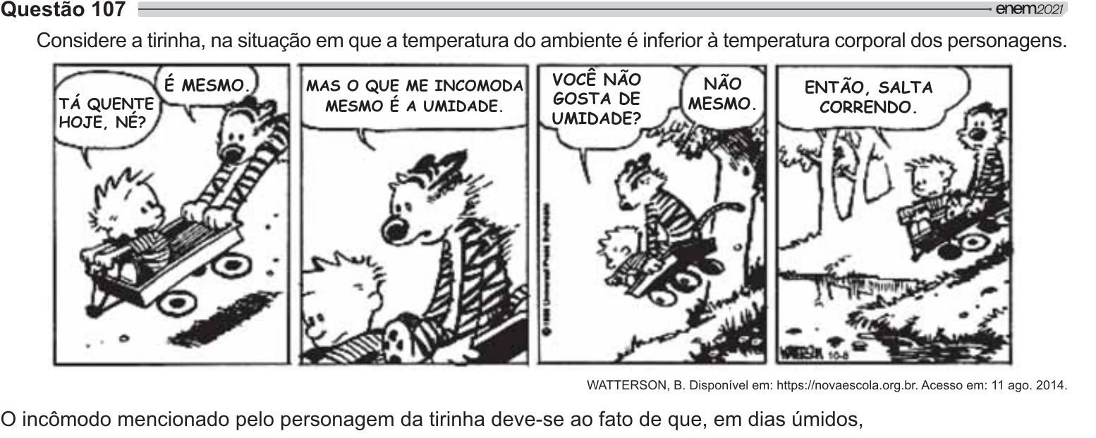 Enunciado original completo da questão 107 do ENEM 2021 - 2º Dia – Caderno 5 – Amarelo – Aplicação Regular, página 7.
