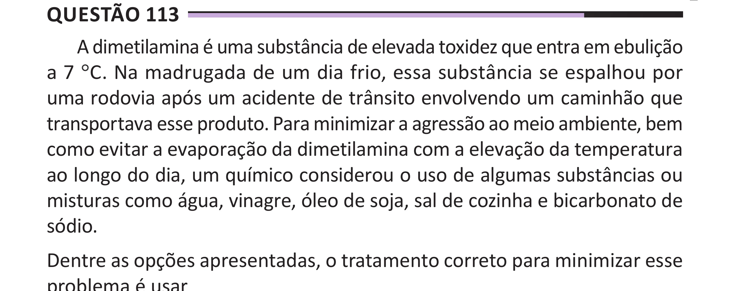 Enunciado original completo da questão 113 do ENEM 2025 - 2º Dia – Caderno 12 – Roxo (Libras) – Aplicação Regular - (Superampliada), página 25.