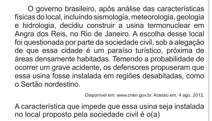 Enunciado original completo da questão 60 do ENEM 2014 - 1º Dia – Caderno 3 – Branco – Terceira aplicação, página 21.