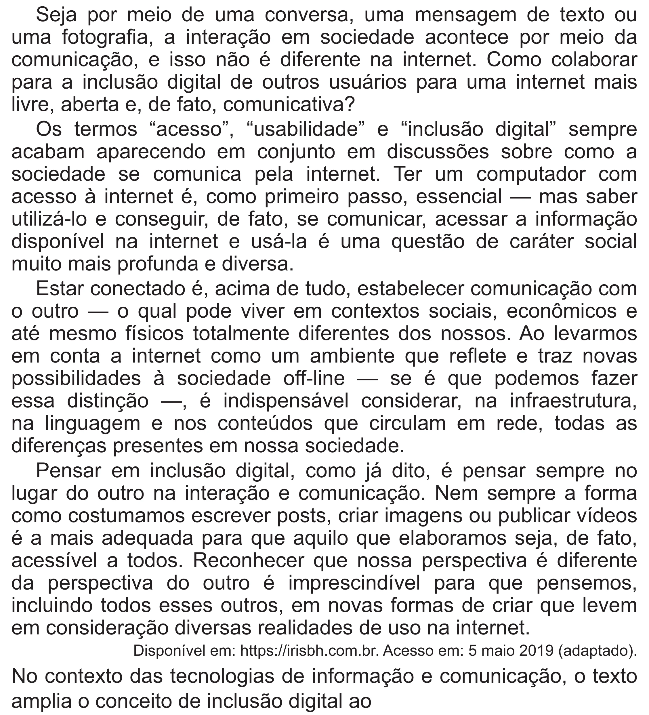 Enunciado original completo da questão 43 do ENEM 2021 - 1º Dia – Caderno 2 – Amarelo (Superampliada) – Reaplicação/PPL/Segunda Oportunidade, página 48.