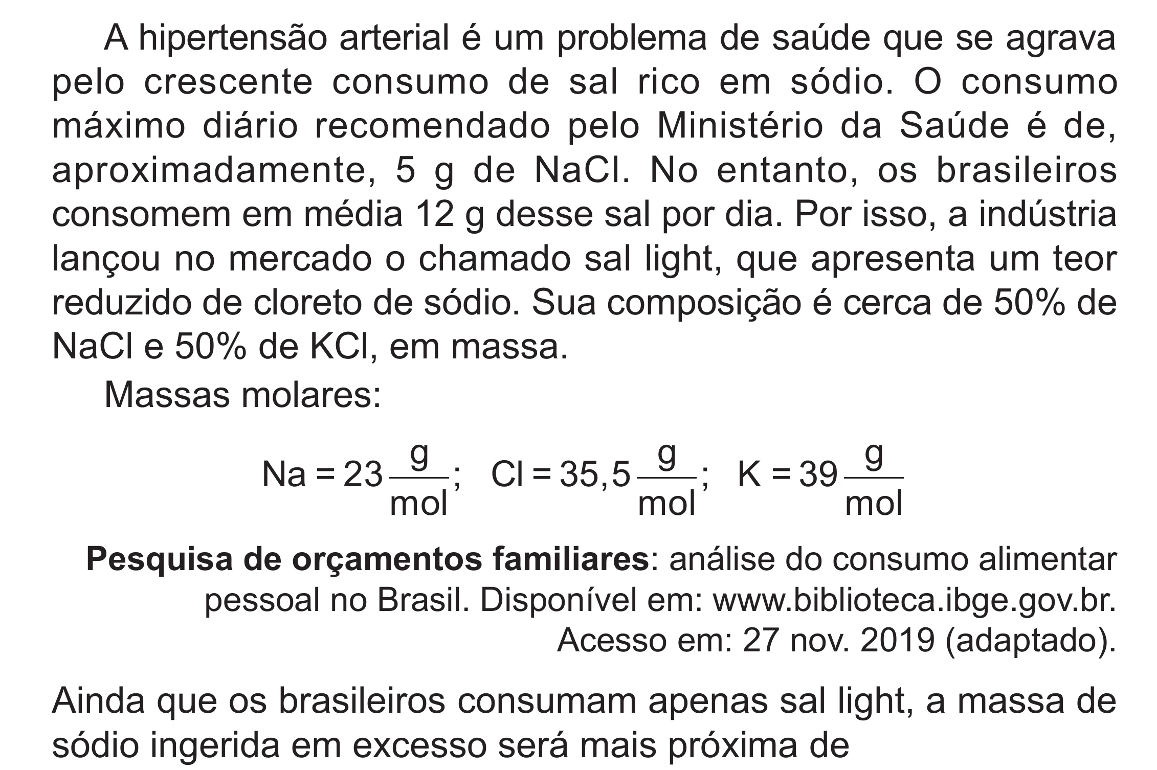 Enunciado original completo da questão 122 do ENEM 2024 - 2º Dia – Caderno 8 – Verde (Superampliada) – Reaplicação/PPL, página 34.