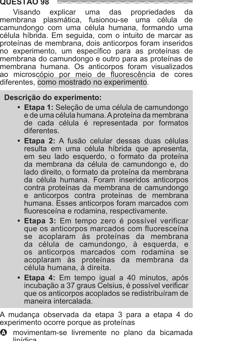 Enunciado original completo da questão 98 do ENEM 2017 - 2º Dia - Caderno 11 – Laranja (Braile e ledor) – Aplicação regular, página 3.