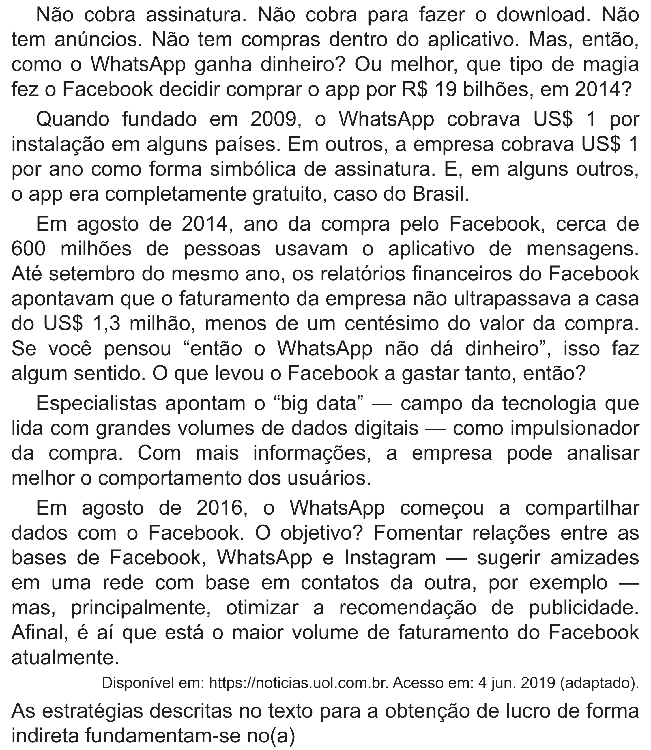 Enunciado original completo da questão 42 do ENEM 2021 - 1º Dia – Caderno 2 – Amarelo (Superampliada) – Reaplicação/PPL/Segunda Oportunidade, página 47.