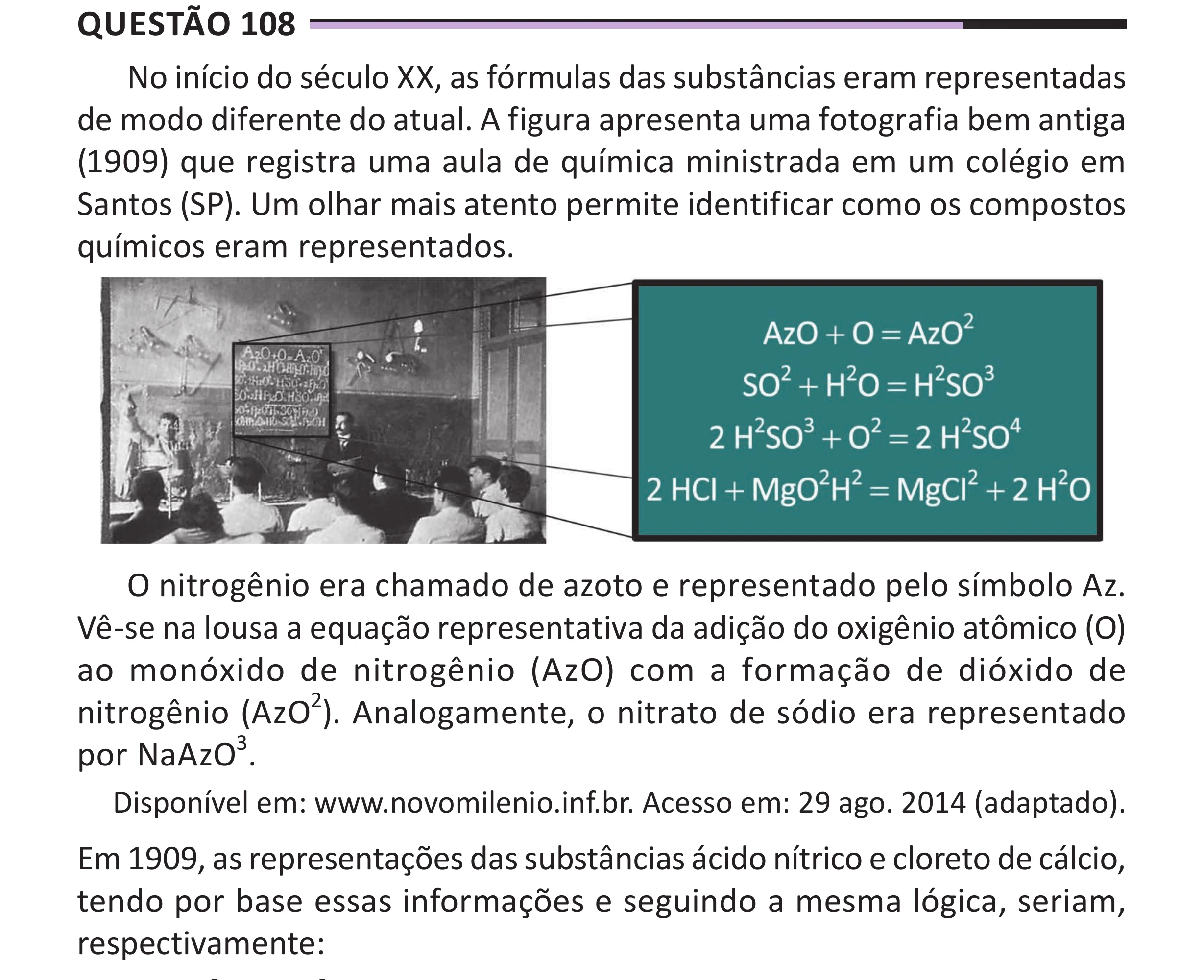 Enunciado original completo da questão 108 do ENEM 2025 - 2º Dia – Caderno 12 – Roxo (Libras) – Aplicação Regular - (Superampliada), página 19.