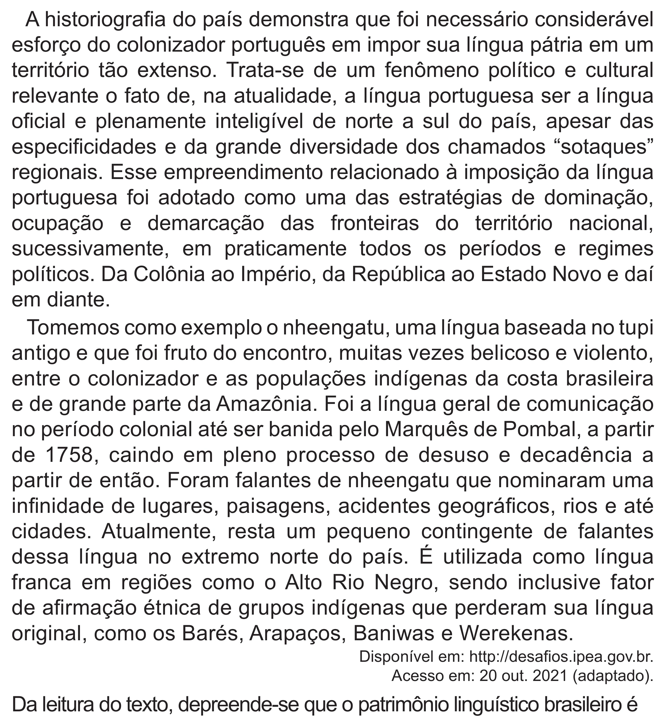 Enunciado original completo da questão 15 do ENEM 2022 - 1º Dia – Caderno 3 – Branco (Superampliada) – Reaplicação/PPL, página 22.