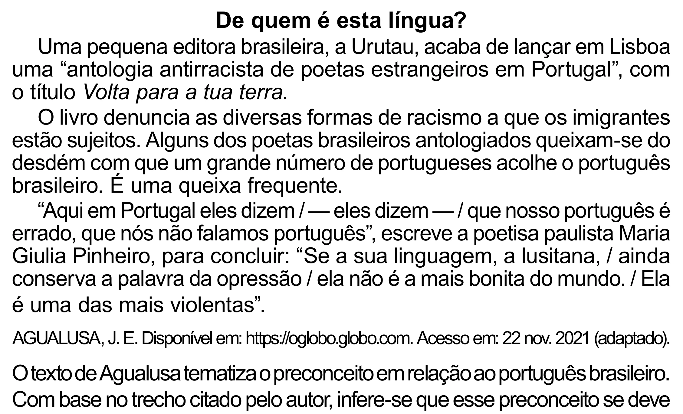 Enunciado original completo da questão 43 do ENEM 2023 - 1º Dia – Caderno 10 – Verde (Libras) – Aplicação Regular - (Superampliada), página 53.
