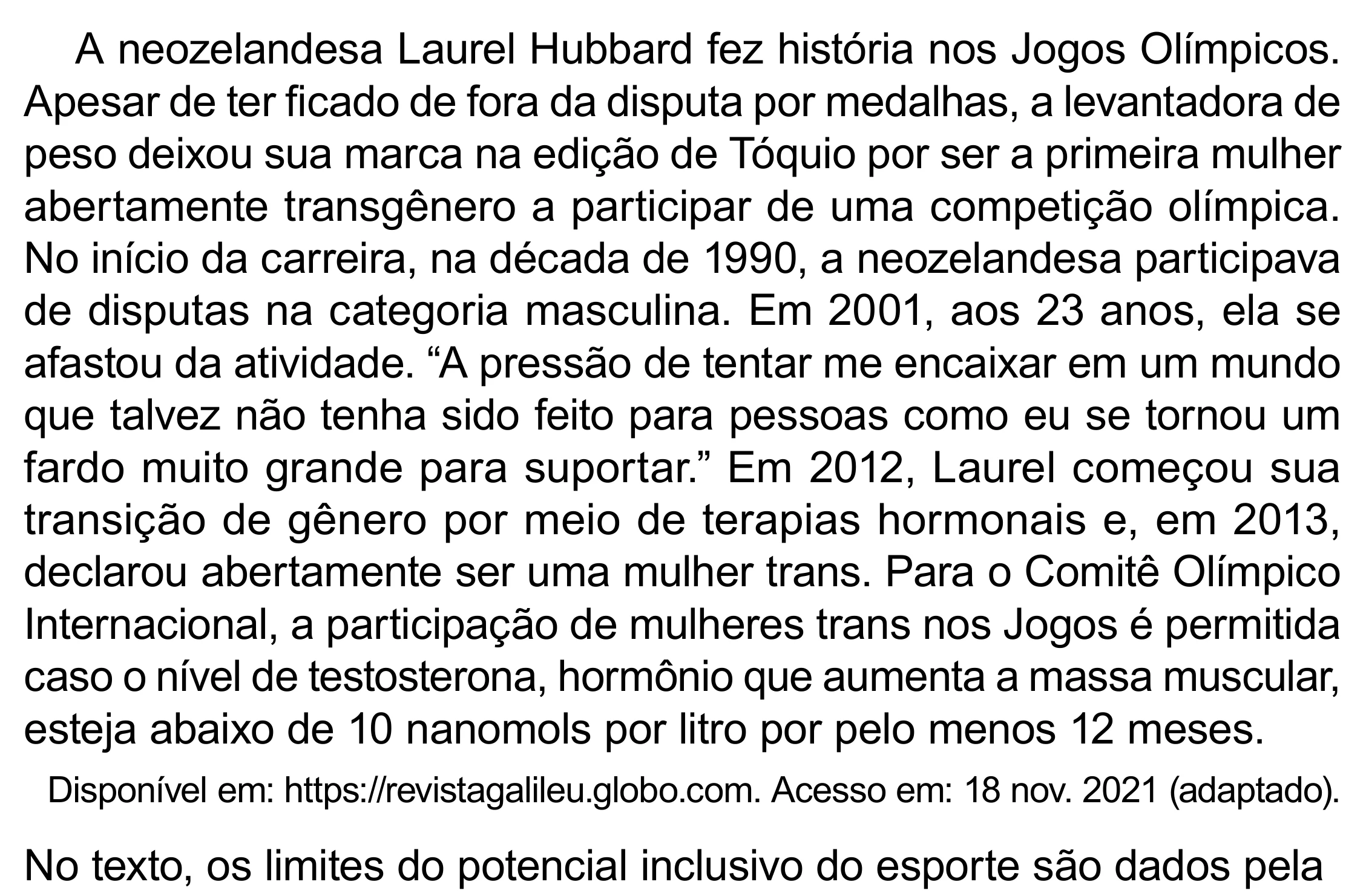Enunciado original completo da questão 10 do ENEM 2023 - 1º Dia – Caderno 10 – Verde (Libras) – Aplicação Regular - (Superampliada), página 20.