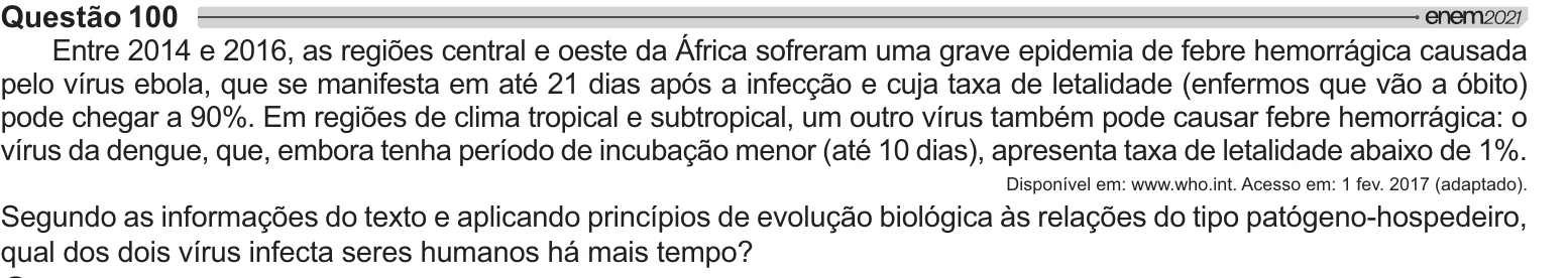Enunciado original completo da questão 100 do ENEM 2021 - 2º Dia – Caderno 12 – Verde (Libras) – Aplicação Regular, página 4.