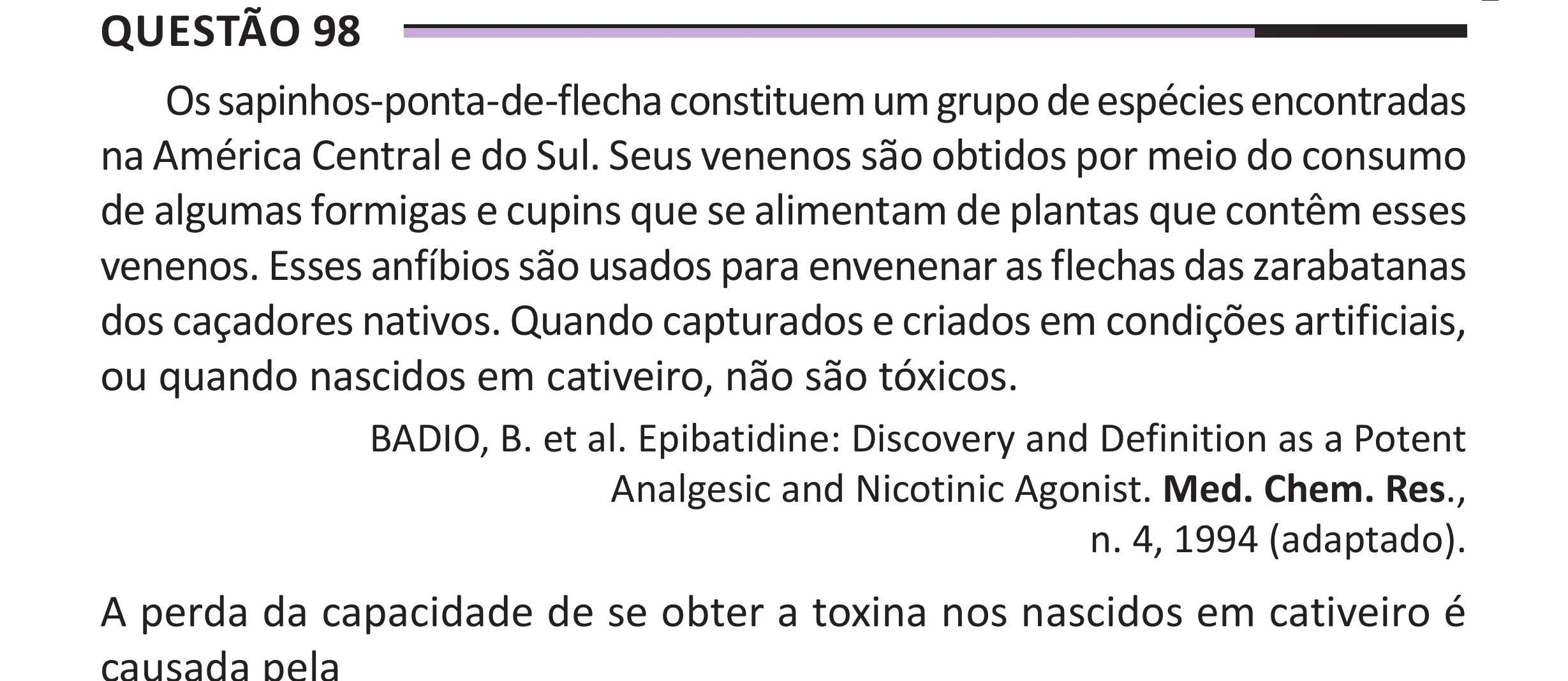 Enunciado original completo da questão 98 do ENEM 2025 - 2º Dia – Caderno 12 – Roxo (Libras) – Aplicação Regular - (Superampliada), página 9.