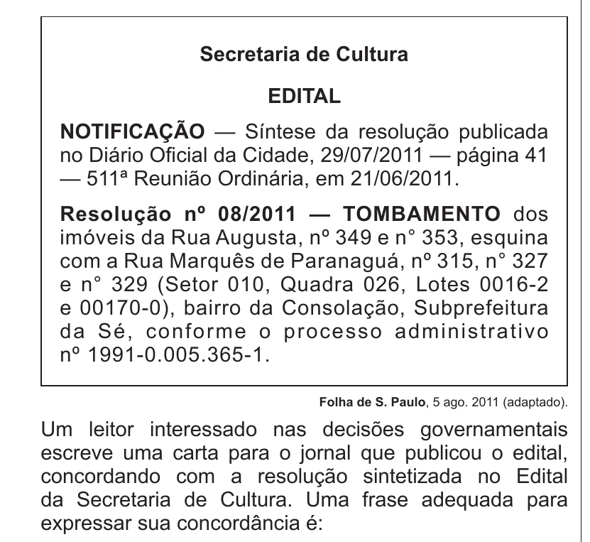 Enunciado original completo da questão 97 do ENEM 2013 - 2º Dia - Caderno 6 - Cinza – Aplicação regular, página 7.