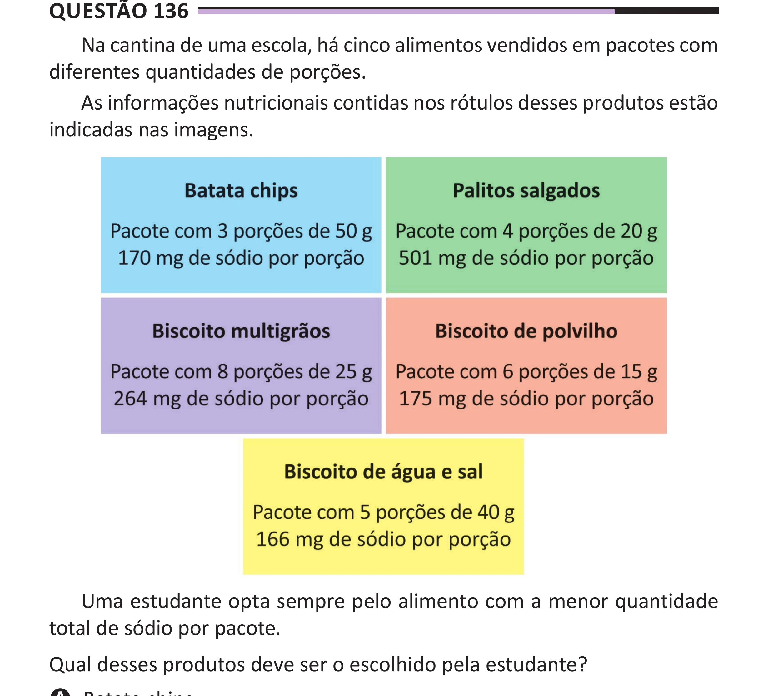 Enunciado original completo da questão 136 do ENEM 2025 - 2º Dia – Caderno 12 – Roxo (Libras) – Aplicação Regular - (Superampliada), página 49.