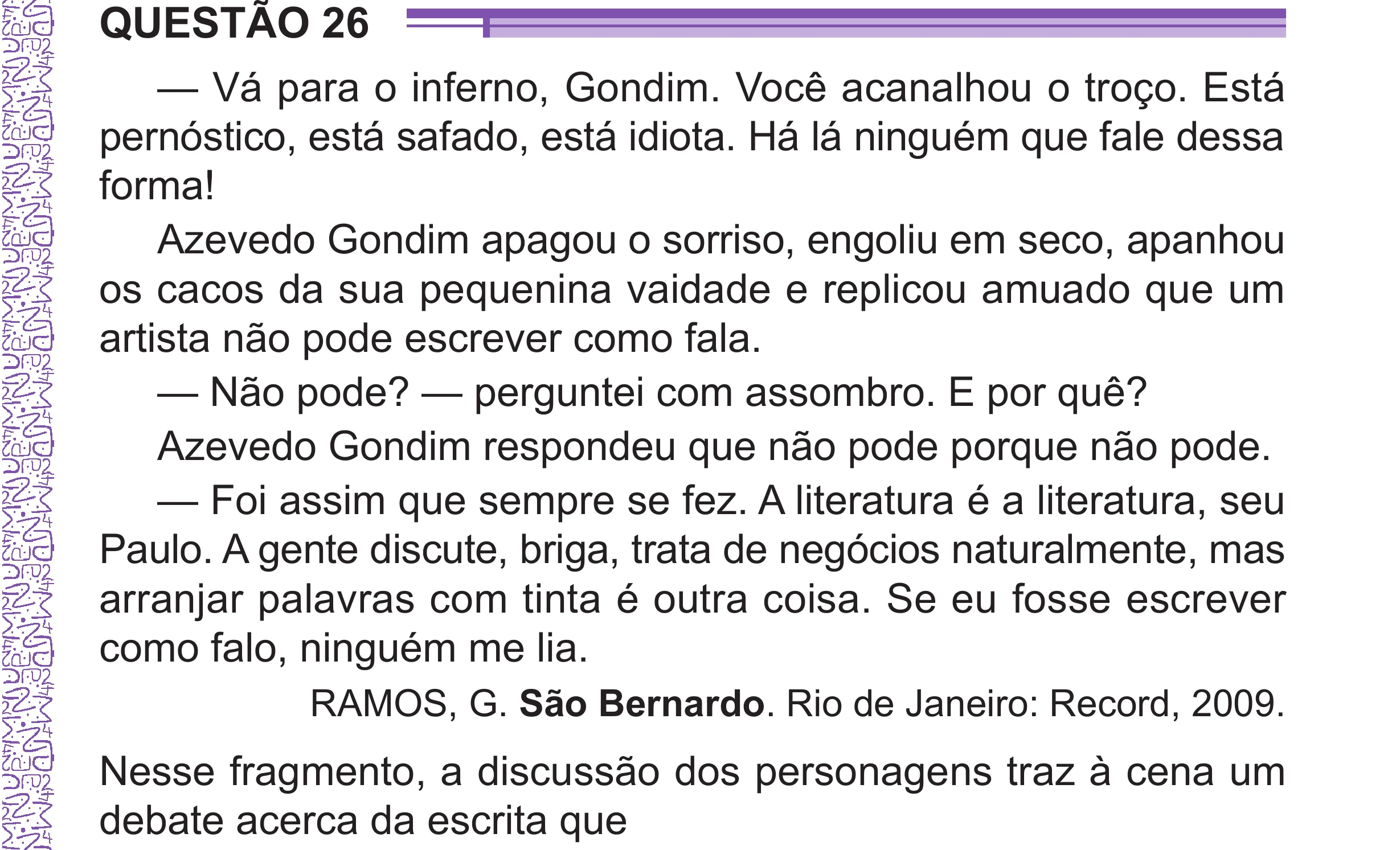 Enunciado original completo da questão 26 do ENEM 2024 - 1º Dia – Caderno 10 – Roxo (Libras) – Aplicação Regular - (Superampliada), página 37.