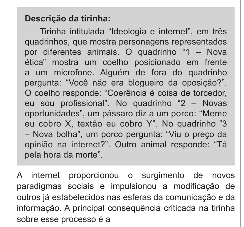 Enunciado original completo da questão 19 do ENEM 2018 - 1º Dia - Caderno 9 – Laranja (Braile e Ledor) – Aplicação regular, página 9.