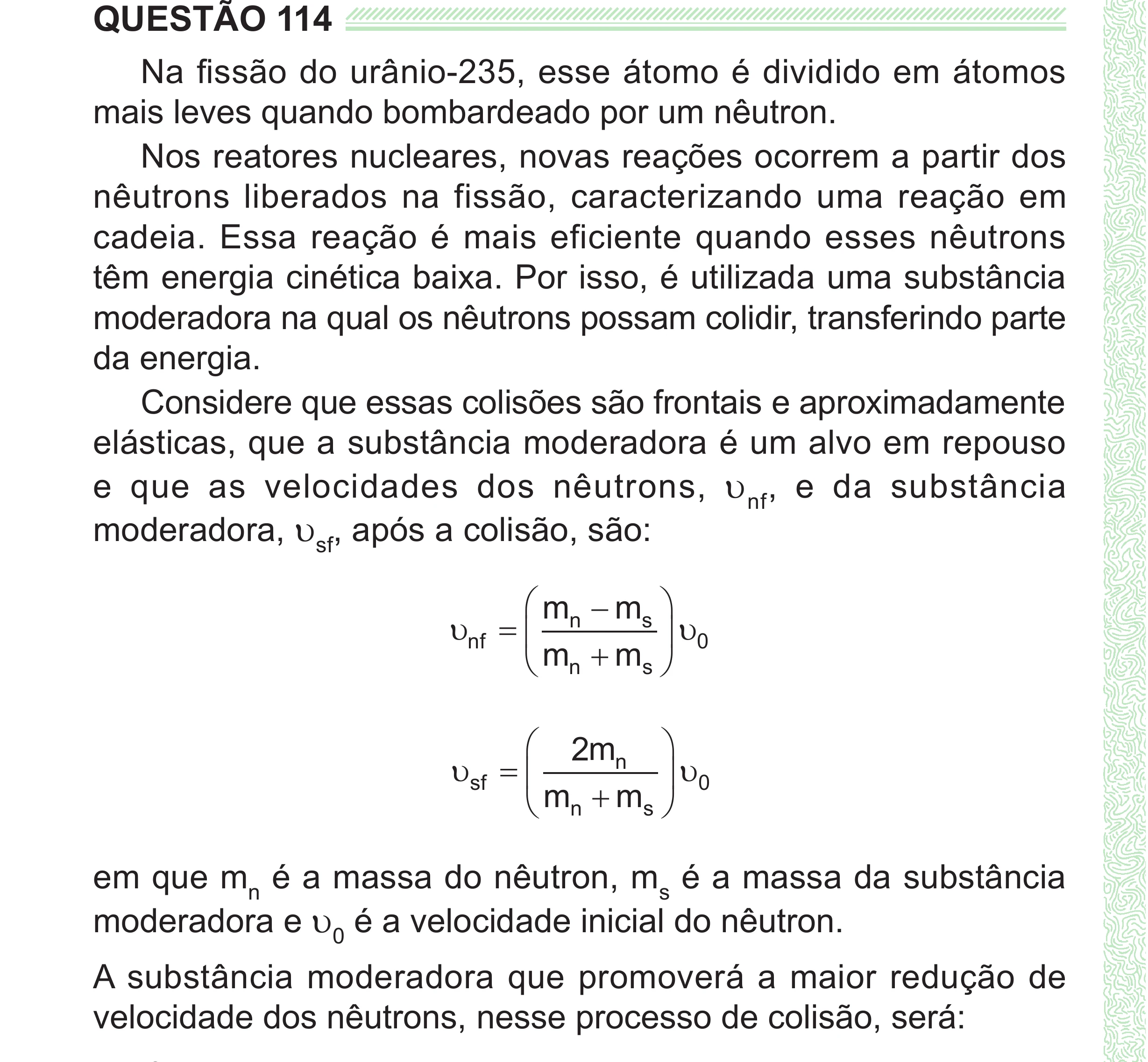 Enunciado original completo da questão 114 do ENEM 2024 - 2º Dia – Caderno 8 – Verde (Superampliada) – Reaplicação/PPL, página 24.