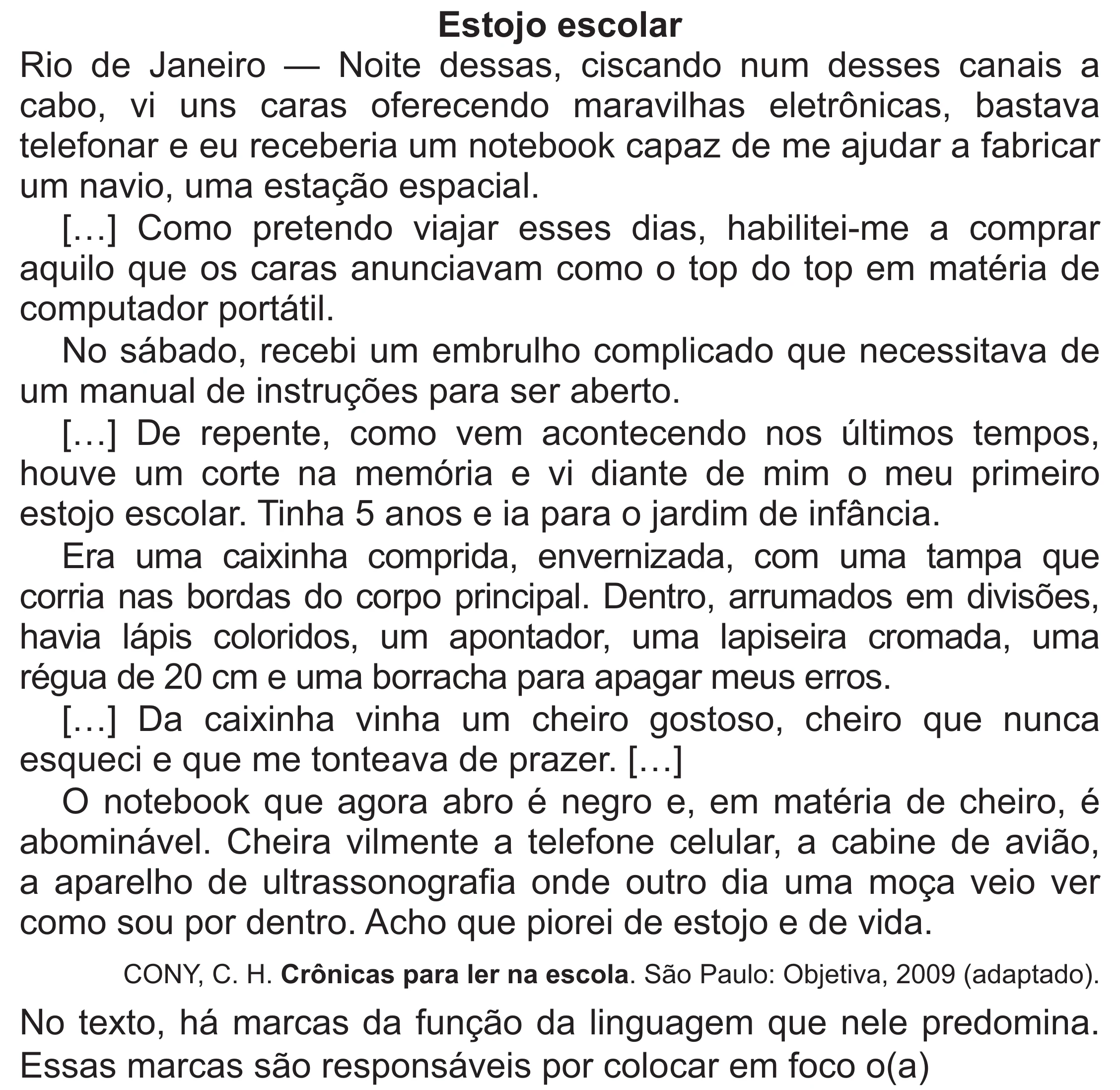 Enunciado original completo da questão 14 do ENEM 2021 - 1º Dia – Caderno 10 – Verde (Libras – Superampliada) – Aplicação Regular, página 20.