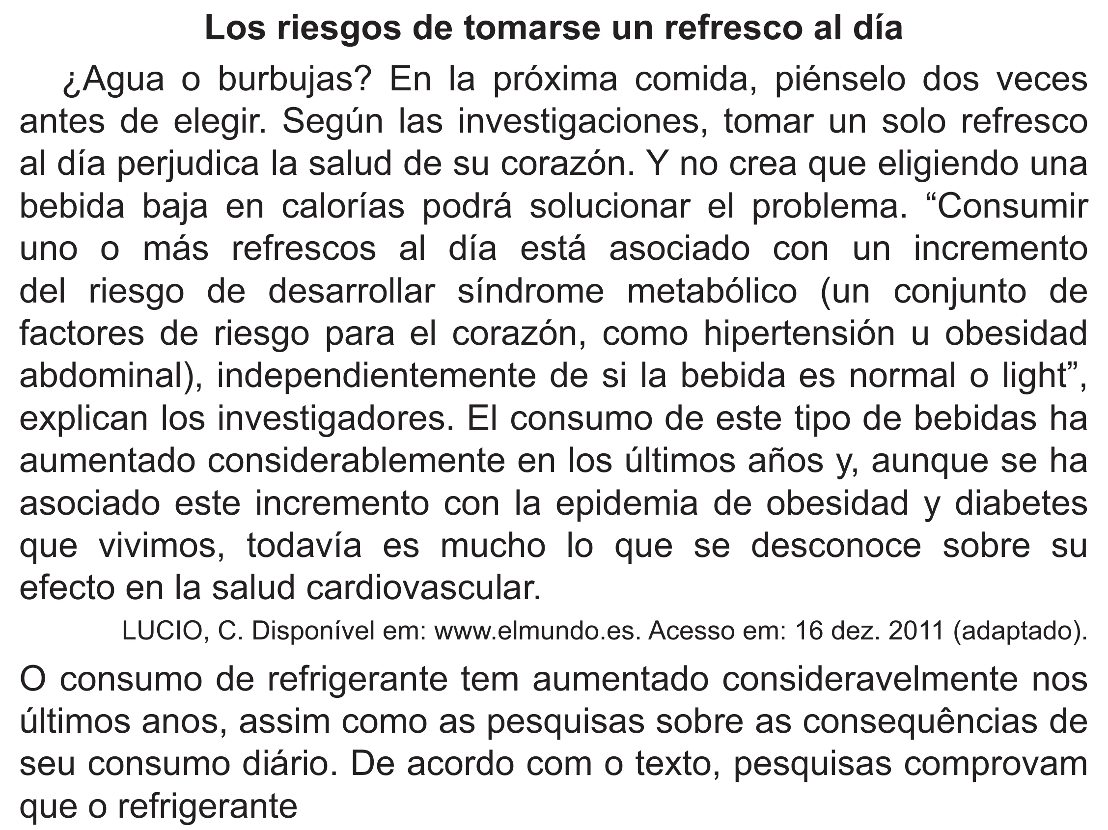 Enunciado original completo da questão 5 (espanhol) do ENEM 2021 - 1º Dia – Caderno 10 – Verde (Libras – Superampliada) – Aplicação Regular, página 11.