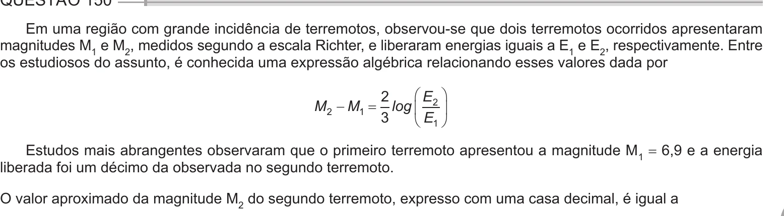 Enunciado original completo da questão 150 do ENEM 2024 - 2º Dia – Caderno 6 – Cinza – Aplicação Regular, página 21.