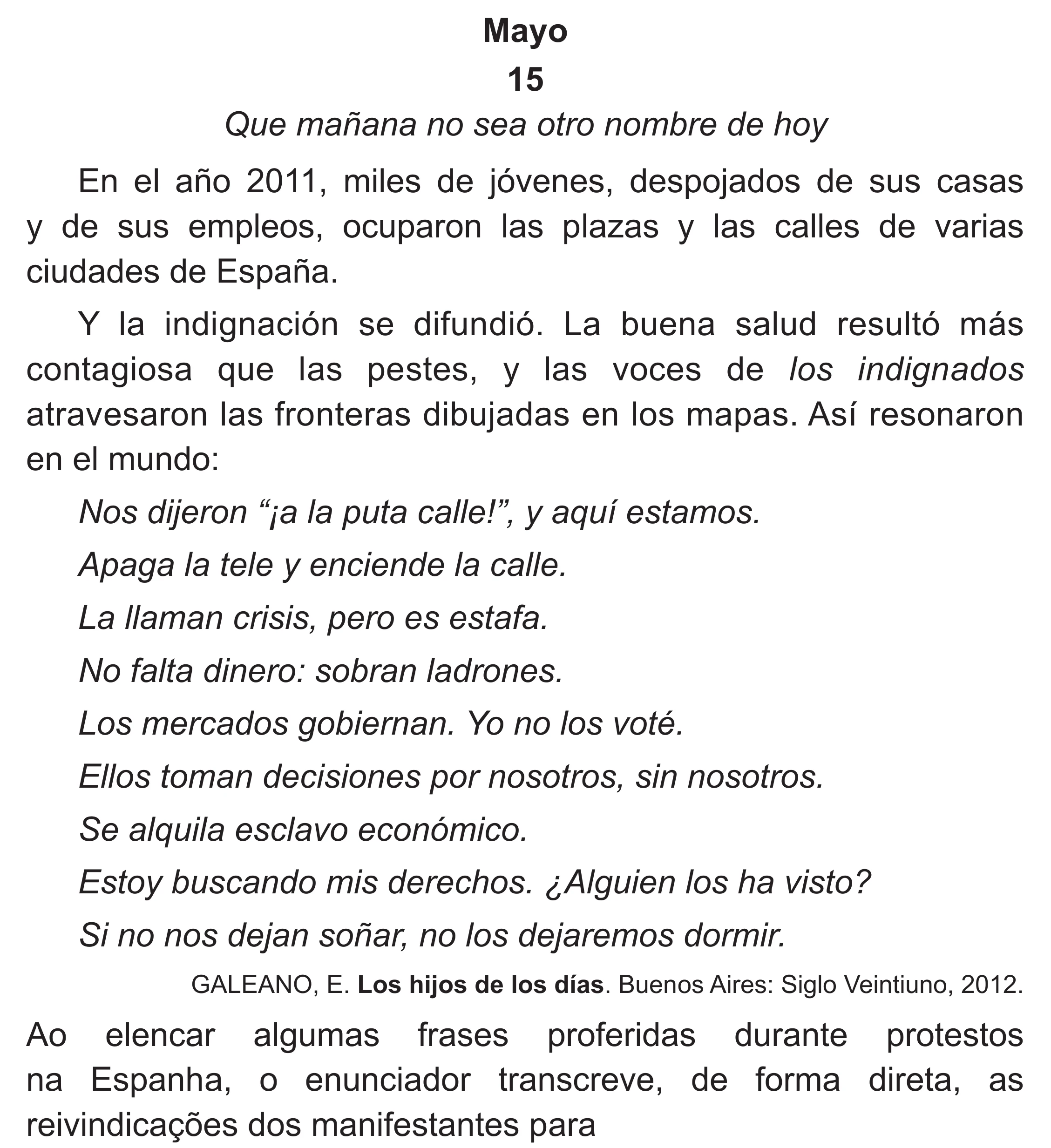 Enunciado original completo da questão 5 (espanhol) do ENEM 2018 - 1º Dia - Caderno 1 - Azul (Superampliada) – Aplicação regular, página 11.