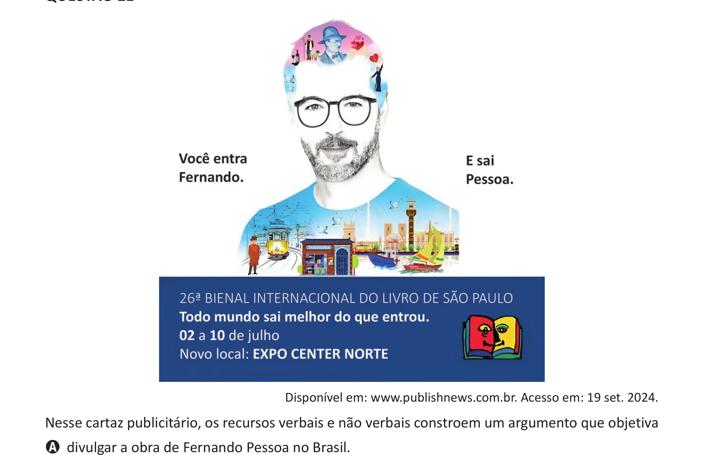 Enunciado original completo da questão 21 do ENEM 2025 - 1º Dia – Caderno 9 – Laranja (Braile e ledor) – Aplicação Regular - (Ampliada), página 17.