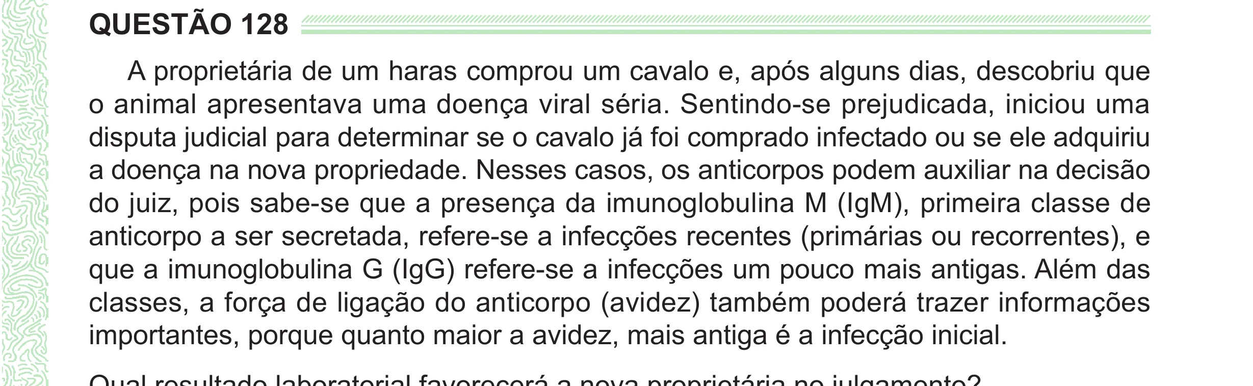 Enunciado original completo da questão 128 do ENEM 2024 - 2º Dia – Caderno 8 – Verde (Ampliada) – Reaplicação/PPL, página 27.