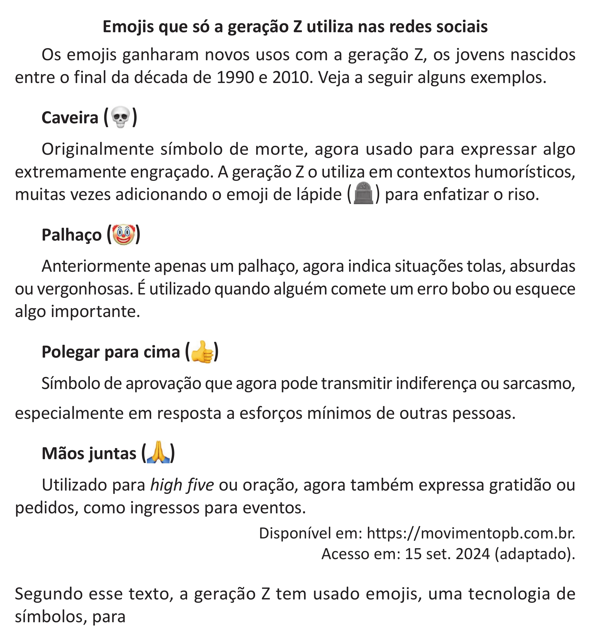 Enunciado original completo da questão 17 do ENEM 2025 - 1º Dia – Caderno 9 – Laranja (Braile e ledor) – Reaplicação - (Superampliada), página 24.