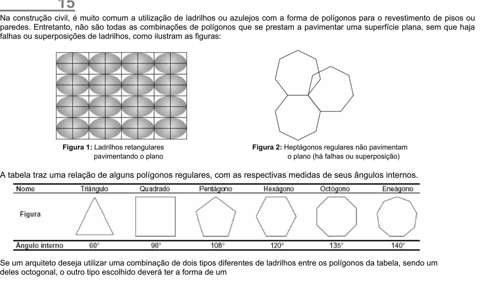 Enunciado original completo da questão 15 do ENEM 2002 - Caderno Amarelo, página 8.