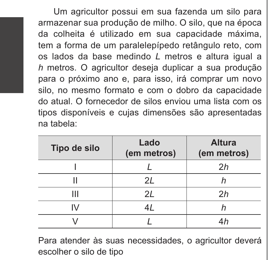 Enunciado original completo da questão 151 do ENEM 2014 - 2º Dia – Caderno 6 – Cinza – Reaplicação/PPL, página 24.