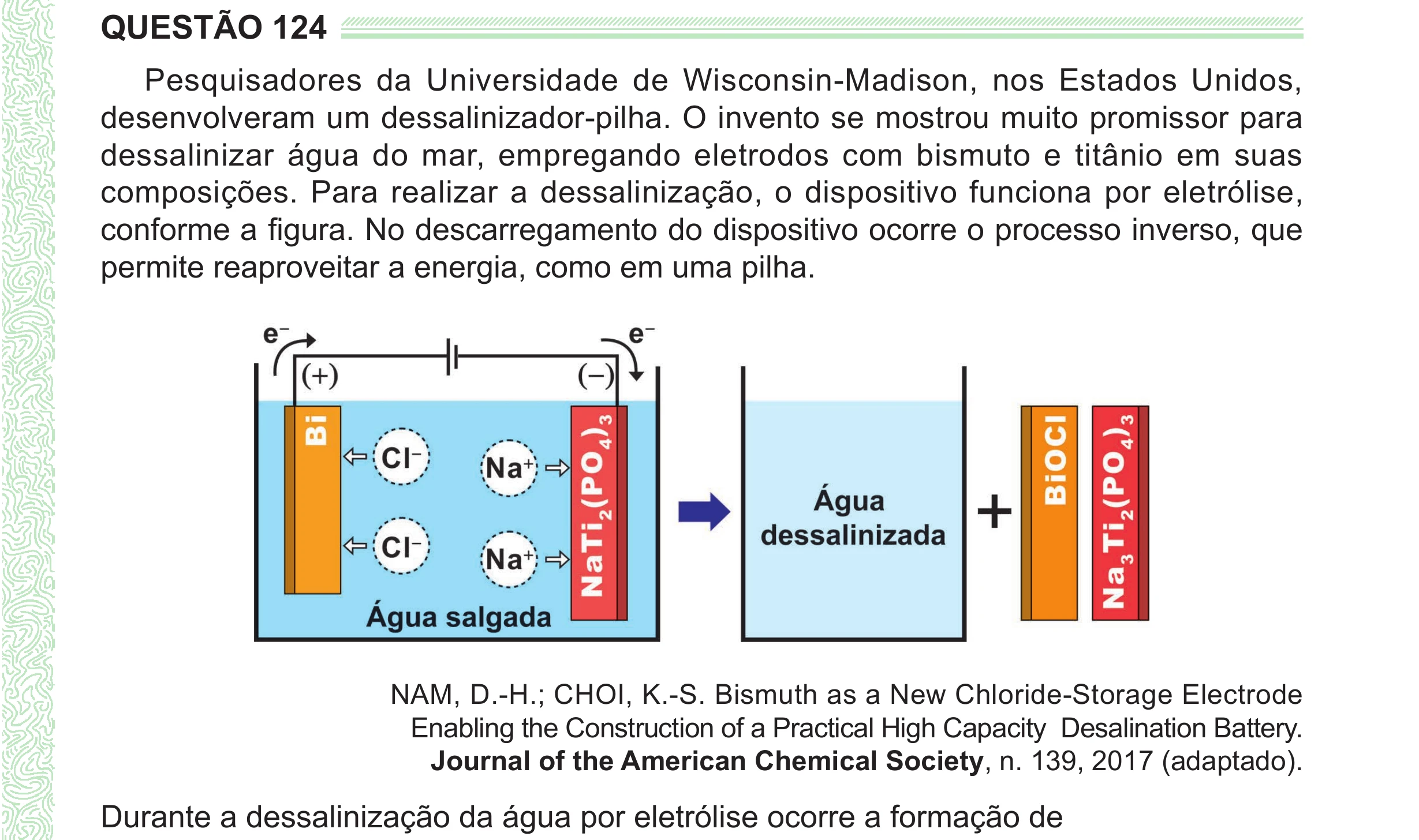 Enunciado original completo da questão 124 do ENEM 2024 - 2º Dia – Caderno 8 – Verde (Ampliada) – Reaplicação/PPL, página 23.