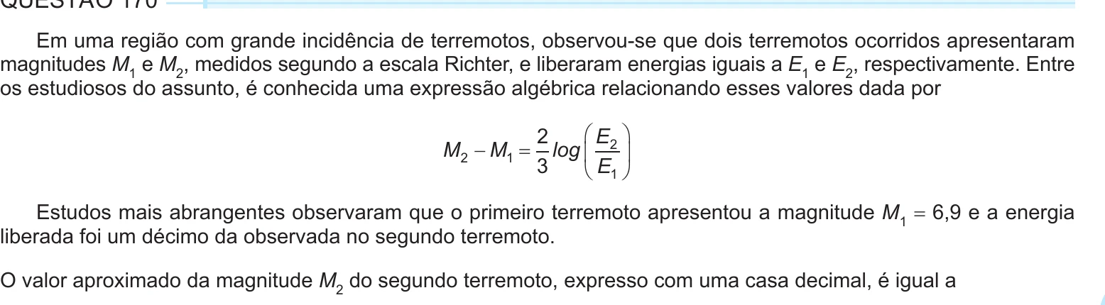 Enunciado original completo da questão 170 do ENEM 2024 - 2º Dia – Caderno 7 – Azul – Aplicação Regular, página 27.