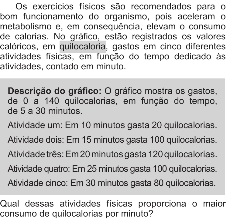 Enunciado original completo da questão 139 do ENEM 2019 - 2º Dia – Caderno 11 – Laranja (Braile e Ledor) – Aplicação Regular, página 17.