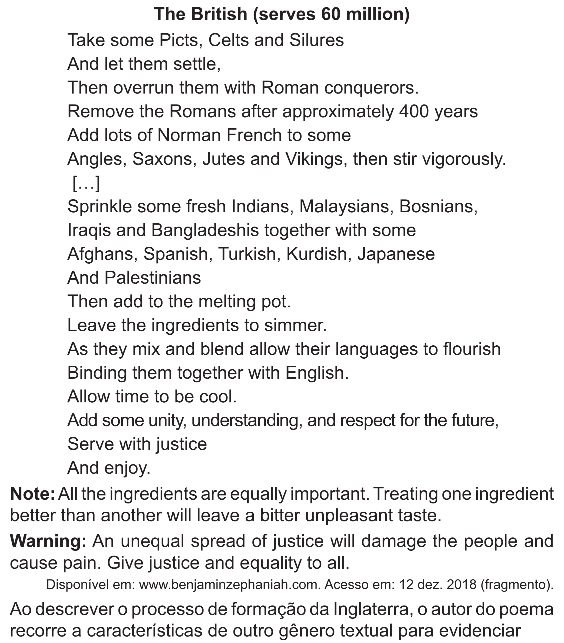Enunciado original completo da questão 5 (inglês) do ENEM 2021 - 1º Dia – Caderno 2 – Amarelo (Superampliada) – Aplicação Regular, página 7.